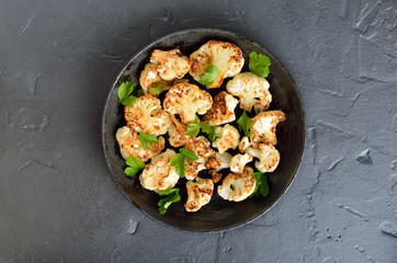Fried cauliflower on plate