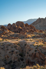 morning sunlight on rock formations in the Alabama Hills, Eastern Sierra Nevada mountains, Lone Pine, California, USA