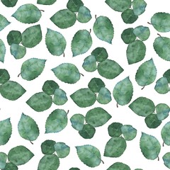 Seamless pattern of leaves 1. Watercolor illustration. Hand-drawing