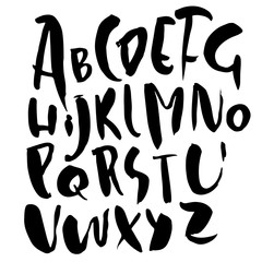 Hand drawn modern dry brush lettering. Grunge style alphabet. Handwritten font. Vector illustration.