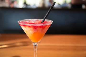 Orange red alcohol drink cocktail glass copy space detail object background 