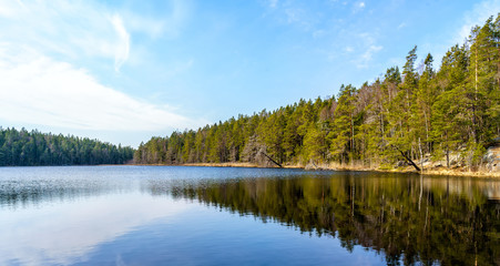 Fototapeta na wymiar A beautiful forest lake in Tyresta National Park, Sweden