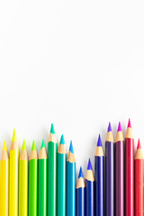 Colored pencils with white background sorted by color palettes
