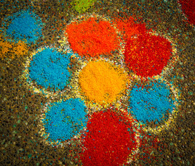 Fototapeta na wymiar Art raw rice grains asphalt flower concept creativity 