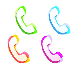 Colorful Phone set icon green, blue, pink and orange color isolated on white. Vector illustration in EPS10.