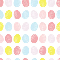Easter vector seamless pattern. Eggs, pastel, bright elements.