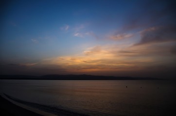 Fototapeta premium Sunrise Photographed by the Sea Cagliari Sardinia Tourism