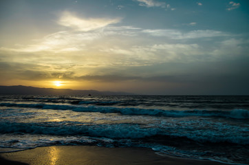 Obraz premium Sunrise Photographed by the Sea Cagliari Sardinia Tourism