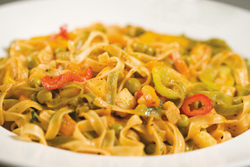 pasta with vegetables close-up