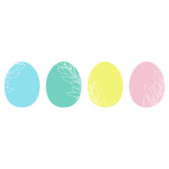 Set of easter eggs with floral elements