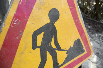 Road sign in France - Road works