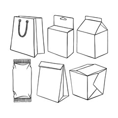 set of different packaging