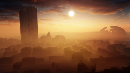 Fototapeta premium epic fantasy landscape with majestic sky