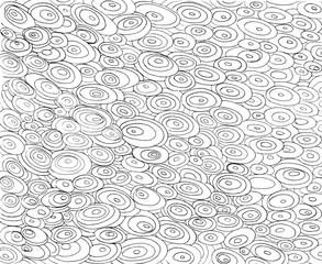 The pattern, drawn by hand with black lines, from careless horizontal ovals of different sizes on a white background.