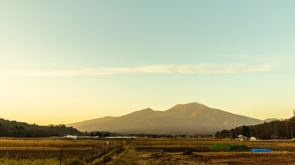 軽井沢　田園地帯の夕暮れ　秋