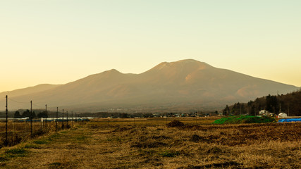 軽井沢　田園地帯の夕暮れ　秋