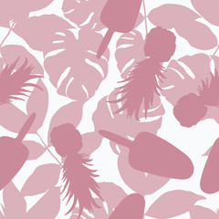 Obraz na płótnie Canvas Modern tropical flowers seamless pattern design