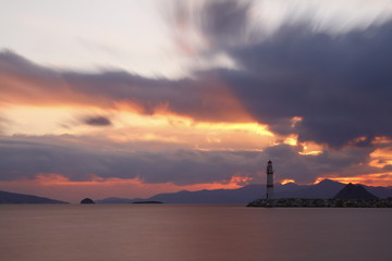 Fototapeta premium Seaside town of Turgutreis and spectacular sunsets