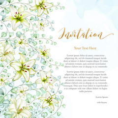 beautiful watercolor floral  wedding card