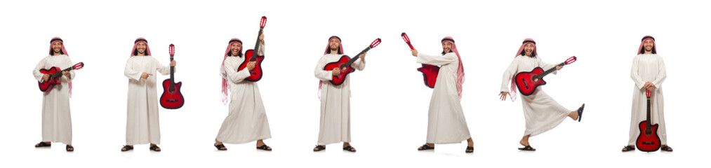 Arab man playing isolated on white