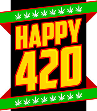 Happy 420 Cannabis April 20 celebration vector design.
