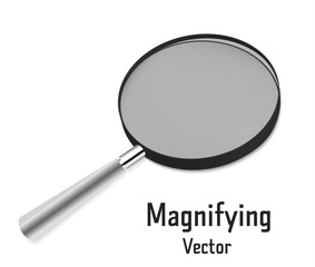 Realistic 3D magnifying glass Isolated on a white background. Magnifying tool for research and search for your design. Vector Illustration