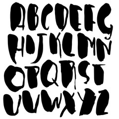 Hand drawn modern dry brush lettering. Grunge style alphabet. Handwritten font. Vector illustration.
