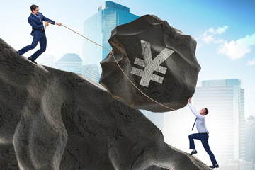 Businessman trading in japanese yen