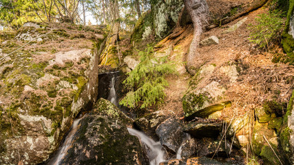 Fototapeta premium Wosospad, foss, waterfall, jezioro, , las, forest, skog, lód, ice, is, ladscape, utsikt, norge, norwegia, norway, østmarka, krajobraz