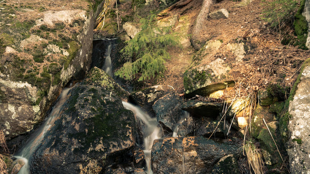 Wosospad, foss, waterfall, jezioro, , las, forest, skog, l&oacute;d, ice, is, ladscape, utsikt, norge, norwegia, norway, &oslash;stmarka, krajobraz