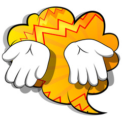 Vector cartoon empty hands. Illustrated hand sign on comic book background.