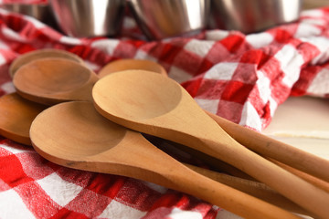 Wooden Mixing Spoons Close Up