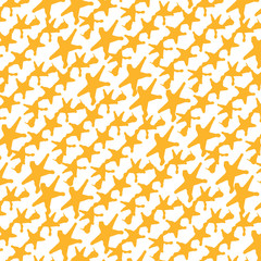 Fun Abstract Yellow Star Painting with white background. Seamless Repeating Pattern. Great for surface and textile design.
