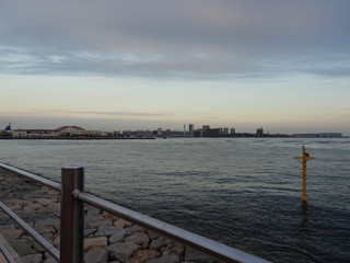 View of Kobe's Meriken park waterfront and Port Island
