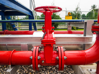 Manual valve at firefighting systems in power plant.