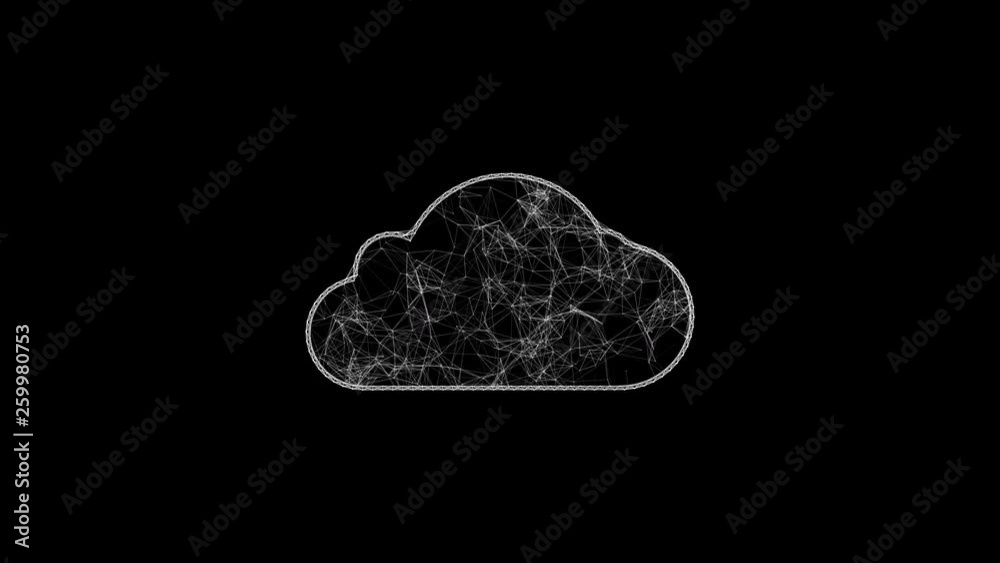 Poster big data connections between things. cloud storage from dots and lines slow moving.