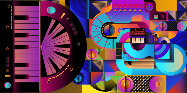 Vector illustration music instrument and colorful art background