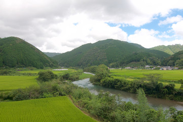 Panoramic view of the Valley of Nakatosa area in Japan