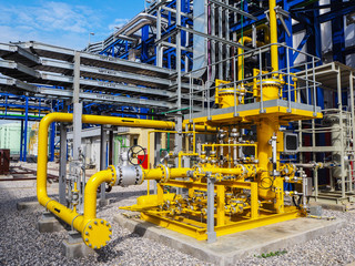 Fuel gas fitter systems in industry zone at Combined-Cycle Co-Generation power plant.