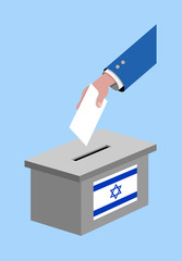 Vote for Israel election with voting box and Israeli flag