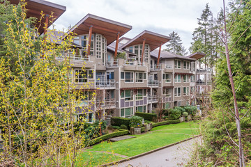 Modern apartment buildings in Vancouver, British Columbia, Canada.