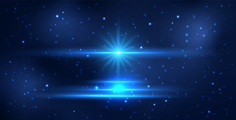 Obraz premium Glowing meteorite or asteroid flies against starry sky. Comet flying in space.