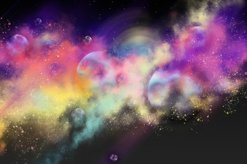 digital painting galaxy in space colorful