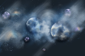 digital painting galaxy in space