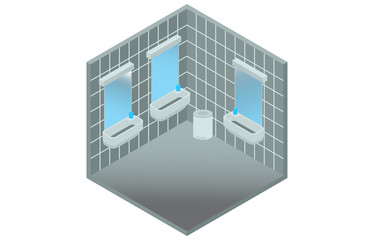 isometry public toilets, vector illustration - Vector
