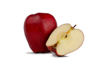 Fresh red apple isolated on white background.