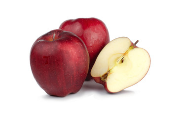 Fresh red apple isolated on white background.