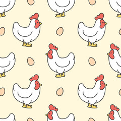 Chicken and egg Seamless Pattern Background