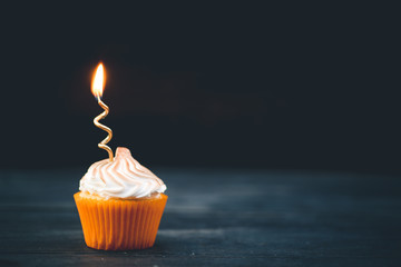 Yellow Cupcake with Candle