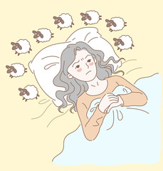 Women have insomnia, have dark circles, and there are some jumping sheep around